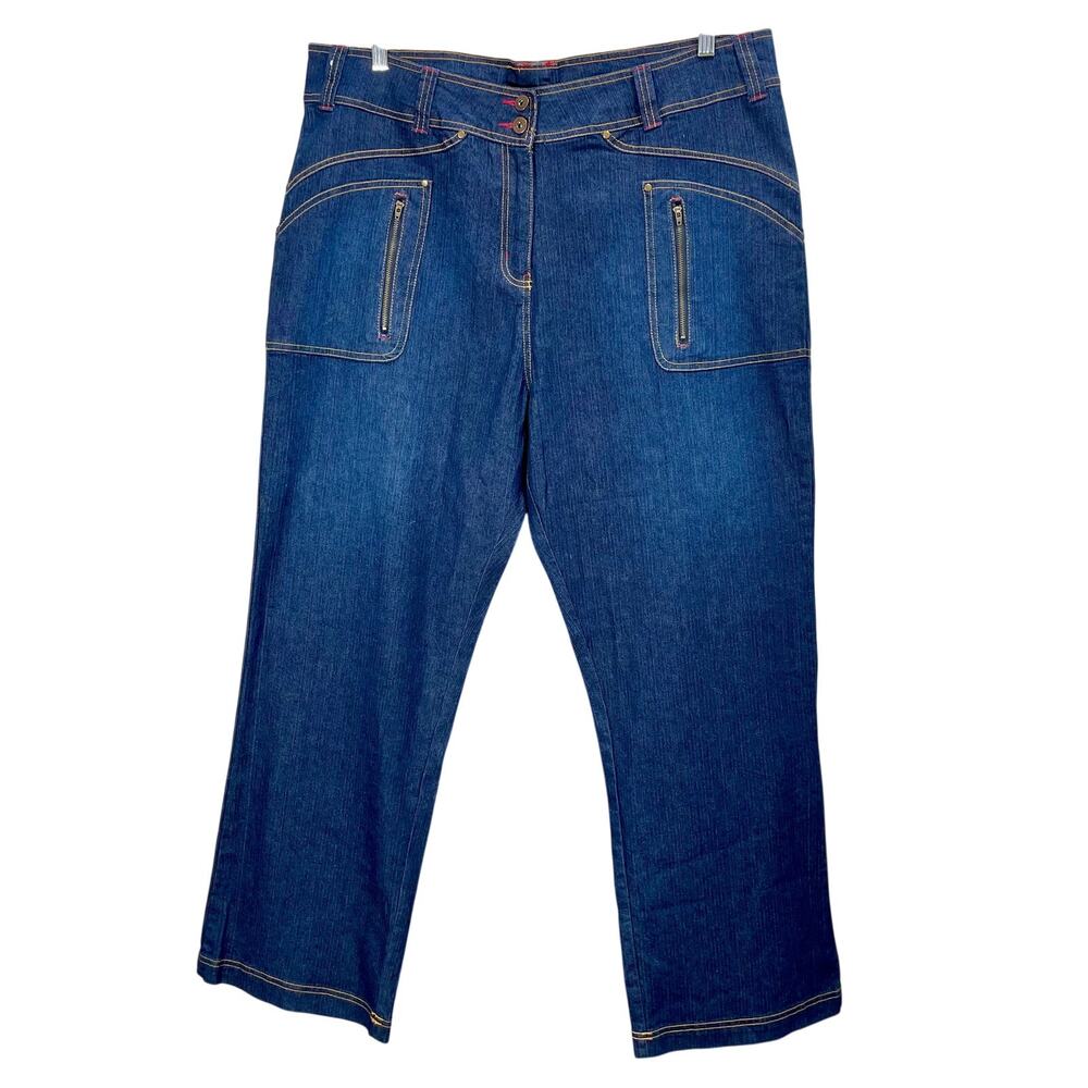 Vintage Y2K Indulgence Jeans Women's Size 18 High Rise Denim Dark Wash Utility